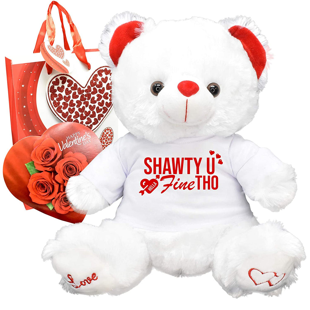 Shawty U Hella Fine Funny Valentines Day Gift Teddy Bear Chocolates Gift Bag Plush Girlfriend Boyfriend Galentines Husband Wife