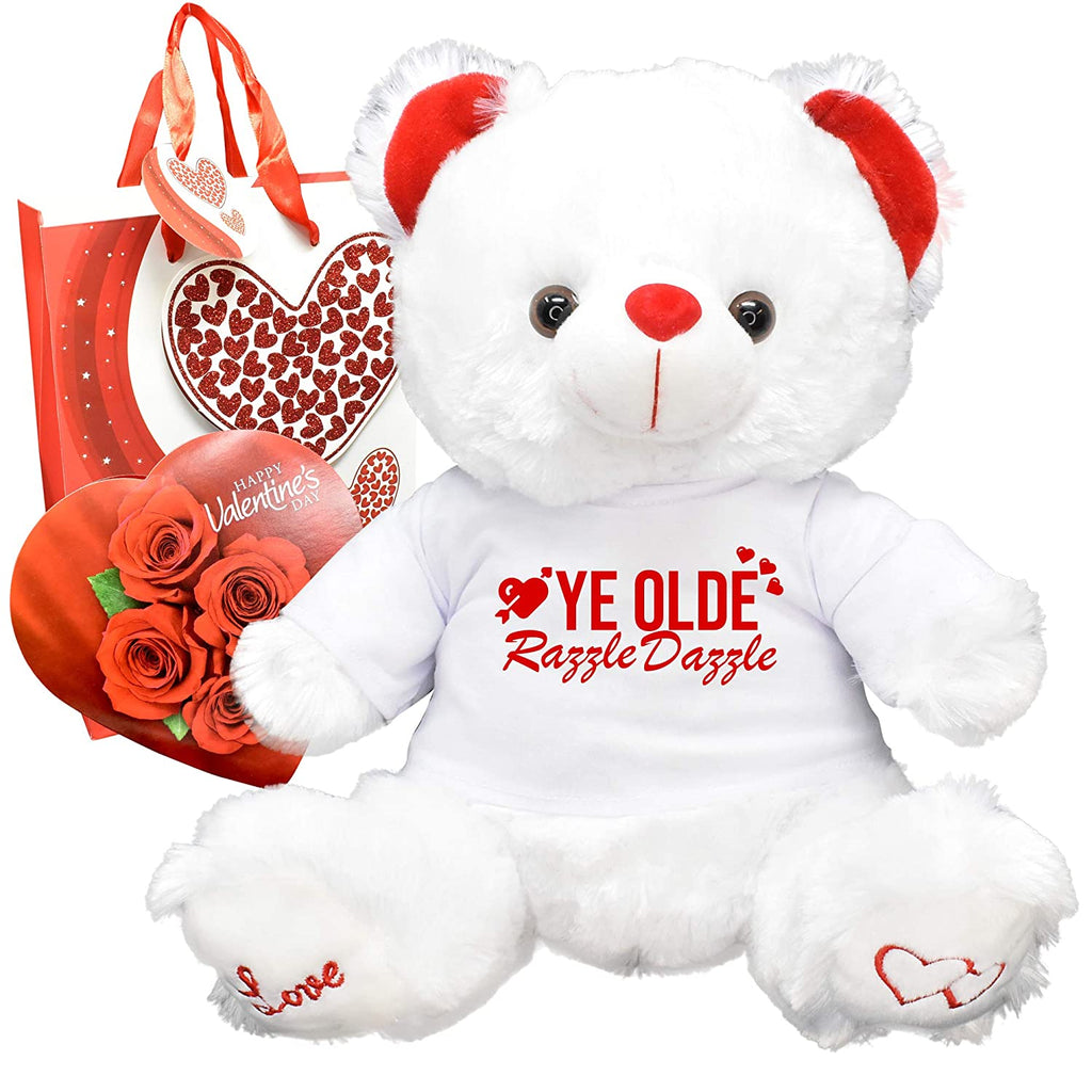 Ye Olde Razzle Dazzle Funny Valentines Day Gift Teddy Bear Chocolates Gift Bag Plush Girlfriend Boyfriend Galentines Husband Wife