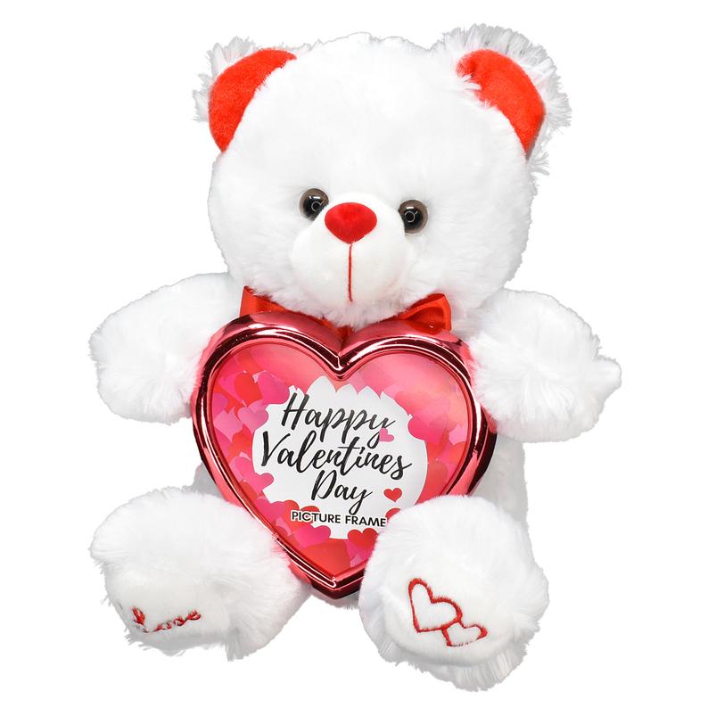 Valentines Day Teddy Bear Picture Frame 9" Tall Heart Shaped Wife Girlfriend Boyfriend Husband Wife Gift Stuffed Animal