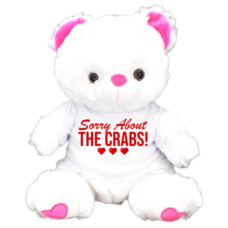 Sorry About The Crabs! Valentines Day Teddy Bear Chocolates Gift Bag Heart Shaped Red Pink Gifts For Her Him Husband Wife Galentines Day