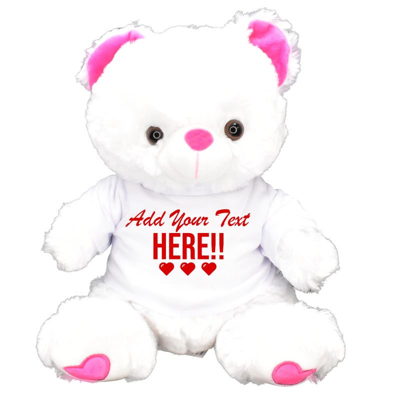 Custom Text Add Your Text Here Valentines Day Teddy Bear Chocolates Gift Bag Heart Shaped Pink Red Teddybear Gift Her Him Wife Husband
